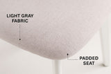 Dua Cream Fabric Upholstered Dining Chair with Curved Backrest, 2-pc