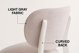 Dua Cream Fabric Upholstered Dining Chair with Curved Backrest, 2-pc