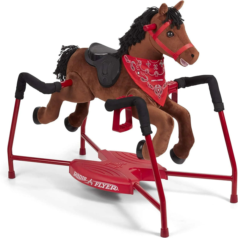 Brown plush interactive riding horse B5522