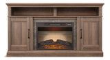 CANVAS Abbotsford Media Console Electric Fireplace TV Stand, 60-in, 1400W, Includes Remote Control, Brown