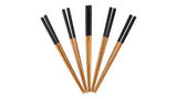CANVAS Bamboo Wood Chopsticks with Black Top, Serves 5, 10-pc