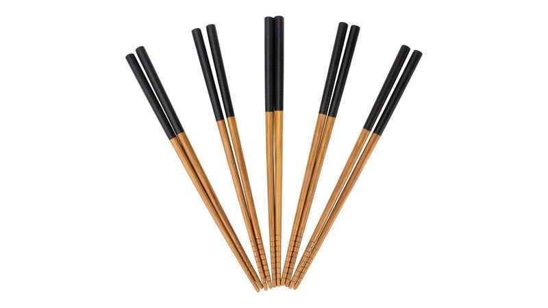 CANVAS Bamboo Wood Chopsticks with Black Top, Serves 5, 10-pc Z3003