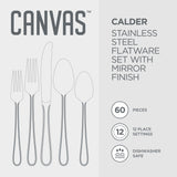 CANVAS Beaded Edge Flatware Set, Serves 12, 60-pc