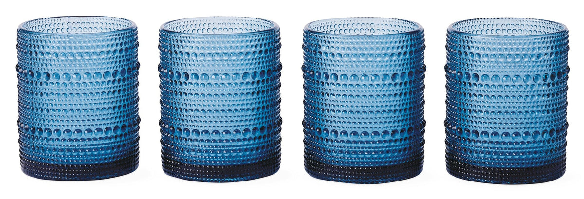 CANVAS Blue Hobnail Glasses, Durable Glass Build, 4-pk