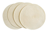 CANVAS Braided Round Placemats, Cream, 4-pk