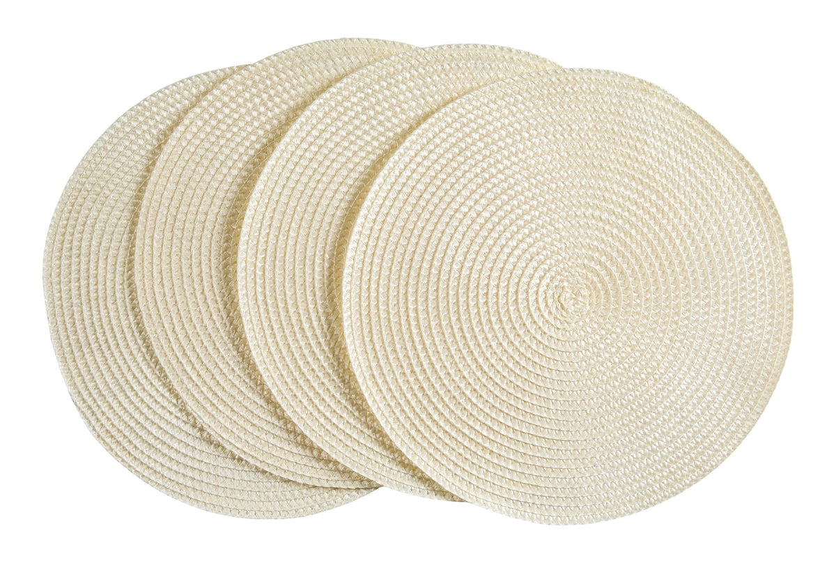 CANVAS Braided Round Placemats, Cream, 4-pk