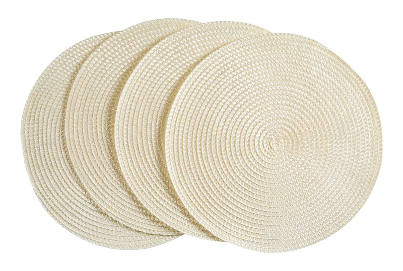 CANVAS Braided Round Placemats, Cream, 4-pk W4428