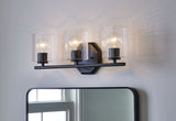 CANVAS Bridgewater 3-Light Vanity Light Fixture with Rippled Glass Shade, Black
