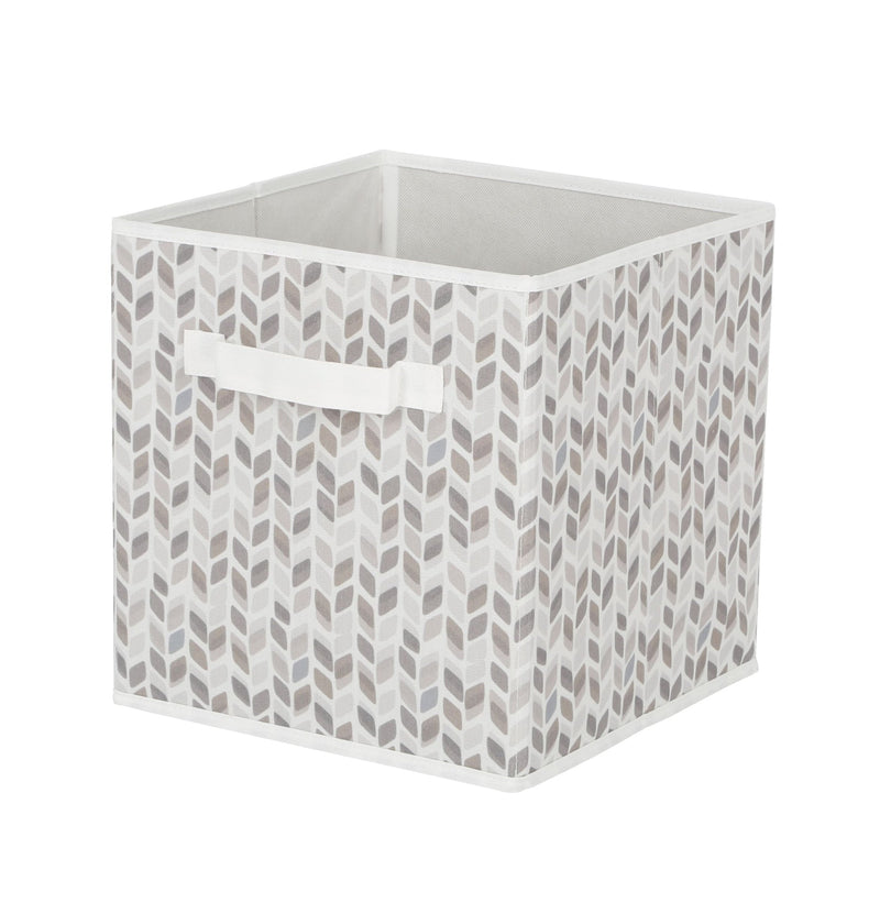 CANVAS Cube Fabric Drawer Basket, White and Grey Tiled, 10.5 x 10.5 x 11-in T9744
