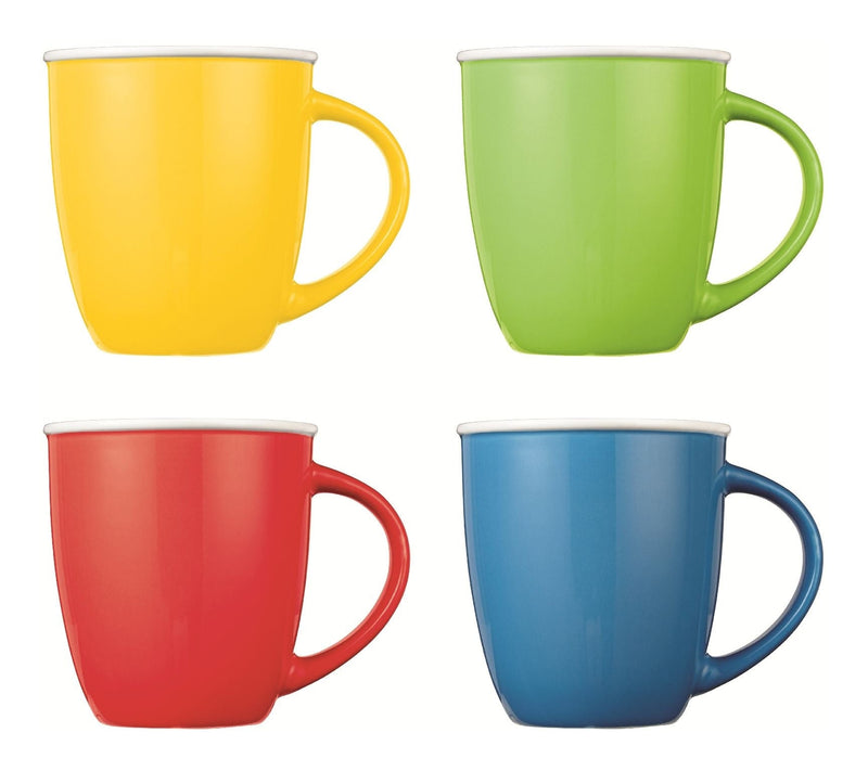CANVAS Easton Ceramic Mug Set, 13.5-oz, Assorted Colours, 4-pc, Dishwasher and Microwave Safe U6684