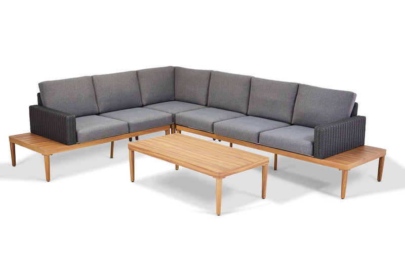 CANVAS Edenvale Aluminum Frame & Wicker Faux Wood Finish Outdoor/Patio Sectional Set, 4-pc T3402