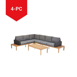 CANVAS Edenvale Aluminum Frame & Wicker Faux Wood Finish Outdoor/Patio Sectional Set, 4-pc