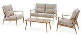 CANVAS Elmvale Outdoor Patio Conversation Set with Rattan Back and Tufted Cushions, Tan, 4-pc