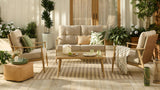 CANVAS Elmvale Outdoor Patio Conversation Set with Rattan Back and Tufted Cushions, Tan, 4-pc