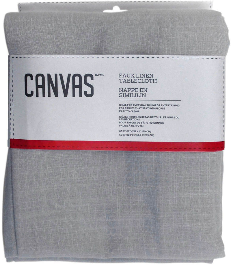 CANVAS Faux Linen Rectangle Tablecloth, 60-in x 102-in, Light Grey P9219