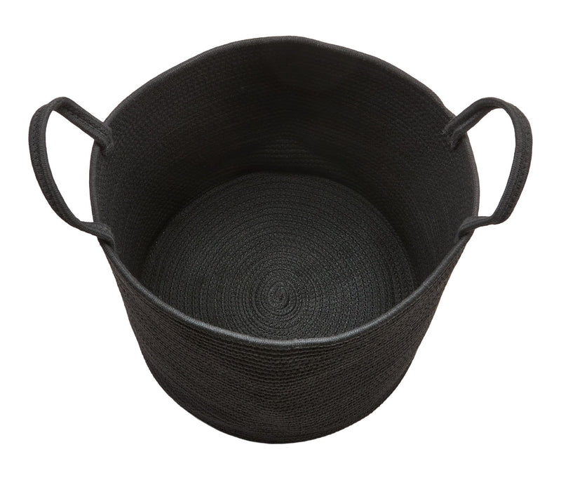 Canvas Finn Woven Cotton Rope Storage Basket, Black P1190