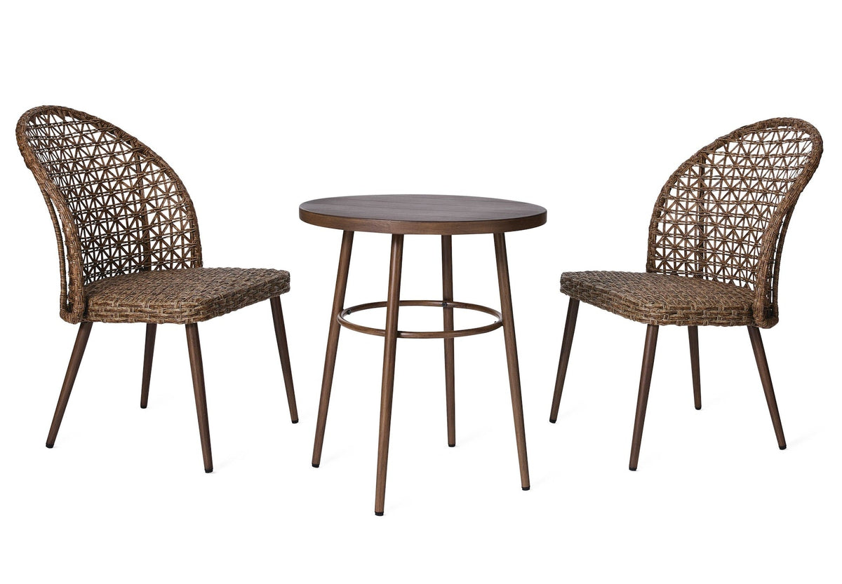 CANVAS Grayling Wicker Outdoor Patio Chat Set with Padded Cushions, Brown, 3-pc