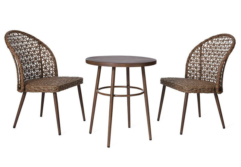 CANVAS Grayling Wicker Outdoor Patio Chat Set with Padded Cushions, Brown, 3-pc D7148