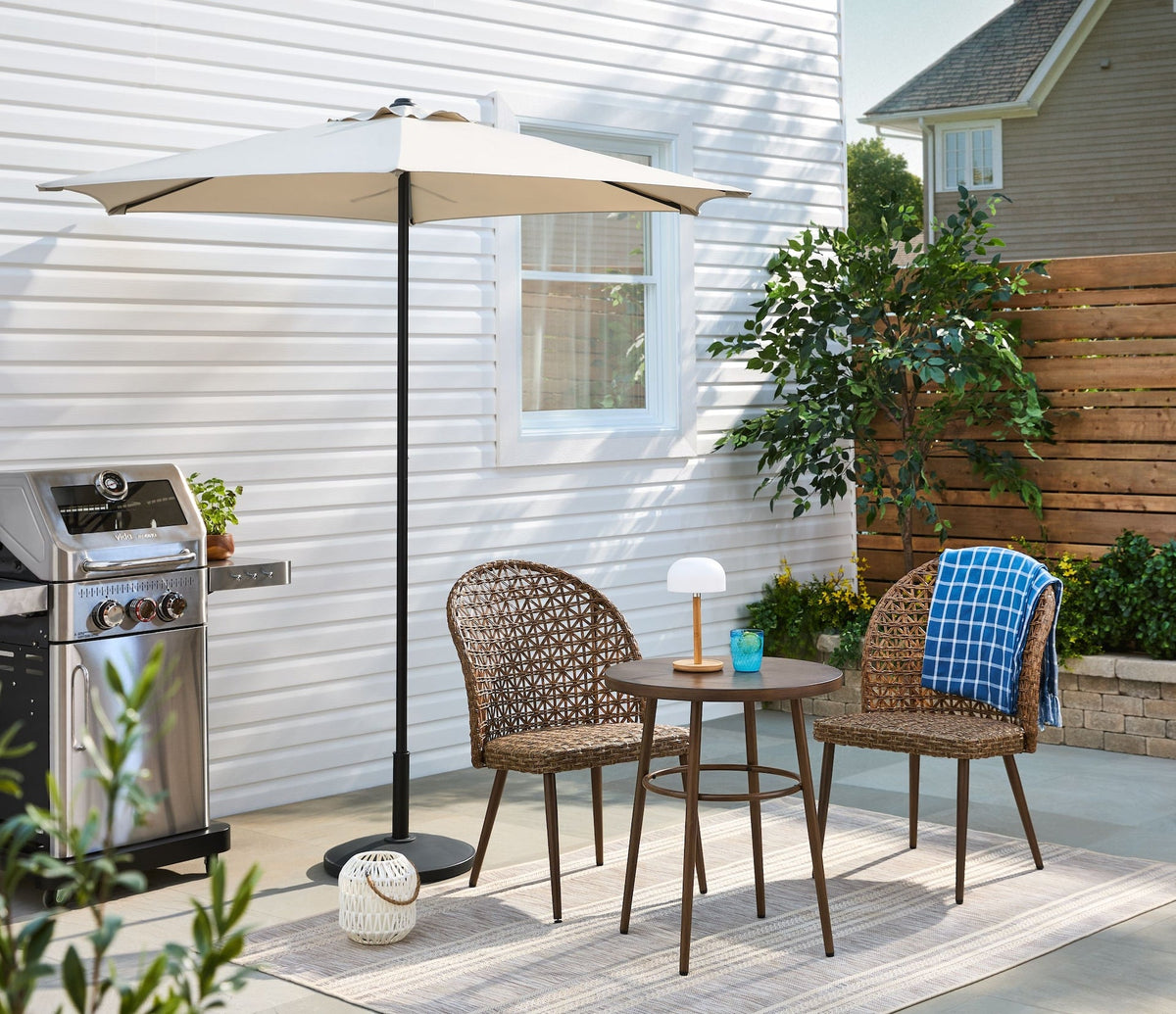 CANVAS Grayling Wicker Outdoor Patio Chat Set with Padded Cushions, Brown, 3-pc