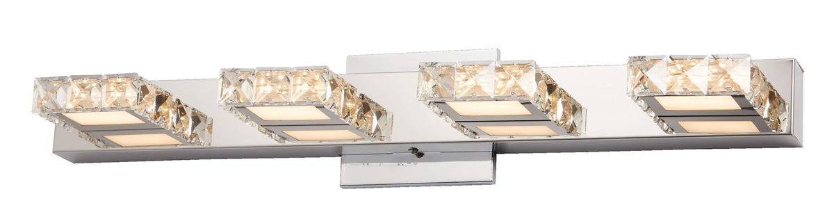 CANVAS Isabella 4-Light Crystal Design LED Vanity Light Fixture, Chrome