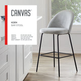 Canvas Koen Bar Elegant Counter Stool with Footrest, Grey