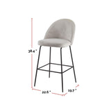 Canvas Koen Bar Elegant Counter Stool with Footrest, Grey