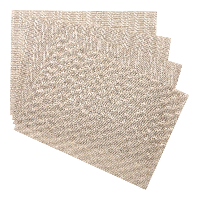CANVAS Lurex Rectangle Textilene Woven Placemat, Prosecco, 13-in x 18-in, 4-pk P1477