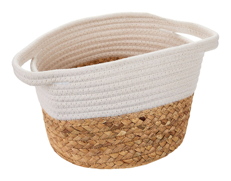 Canvas Molly Woven Cotton Rope Two-Toned Storage Basket J904