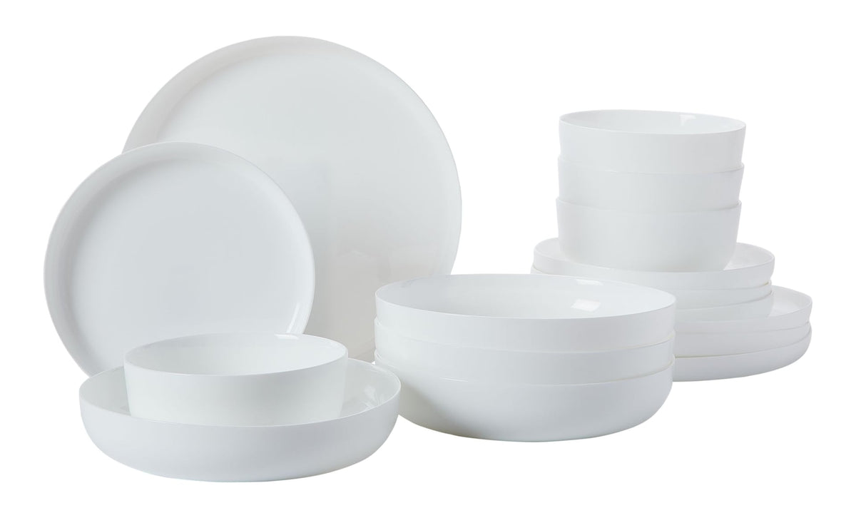 CANVAS Opal Tempered Glass Modern Coupe Dinnerware Set, Serves 4, 16-pc