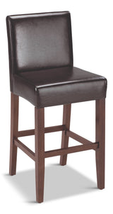 CANVAS Parsons Wood & PU Leather Bar Stool With Backrest, Dark Brown