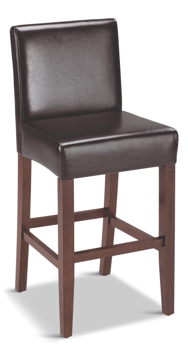 CANVAS Parsons Wood & PU Leather Bar Stool With Backrest, Dark Brown B9334
