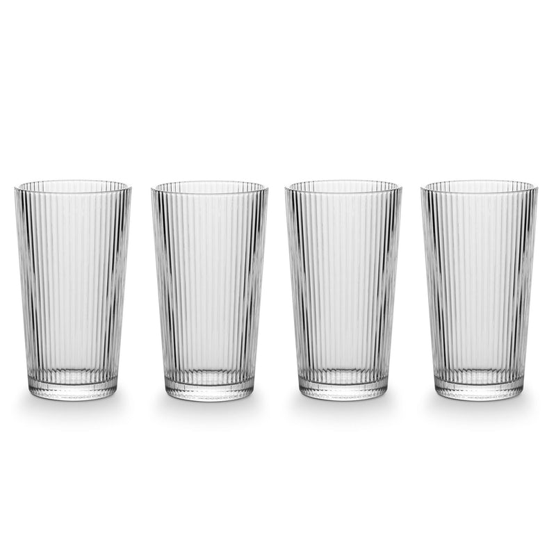 CANVAS Ribbed High Ball Glass Set, Lead-free, 4-pc T9231
