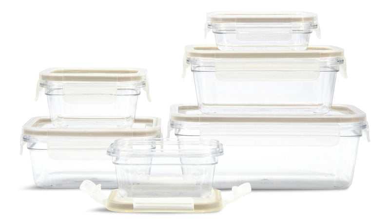 Clear Clip Lid Food Storage Container Set with Copolyester Base, Nestable, 6 Count S5455