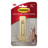 Command Large Satin Brass Hook, 17036BR-EF | 1 Hook, 1 Strip per Pack