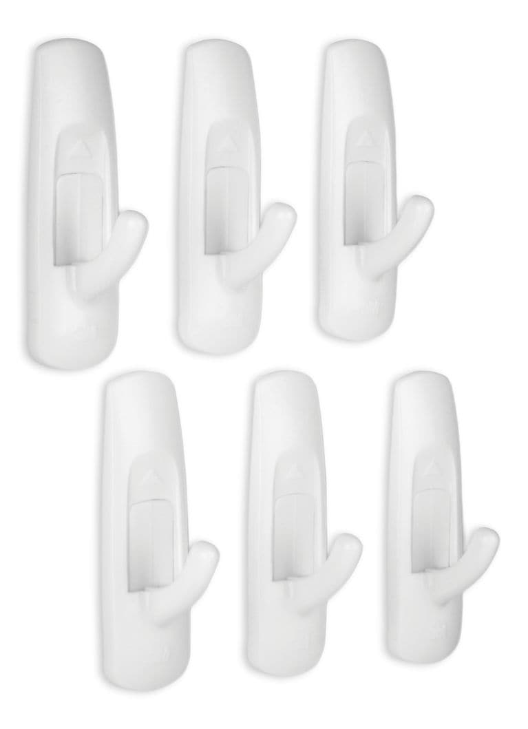Medium Utility Hooks in Reclosable Package, Adhesive, No Surface Damage, 3-lb, 6 Strips per Pack Y7713