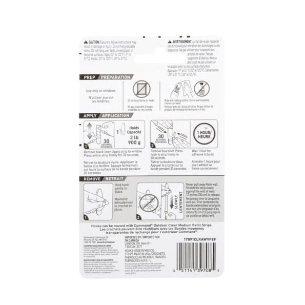 Outdoor Medium Window Hooks, No Surface Damage, 5 Hooks per Pack N4315