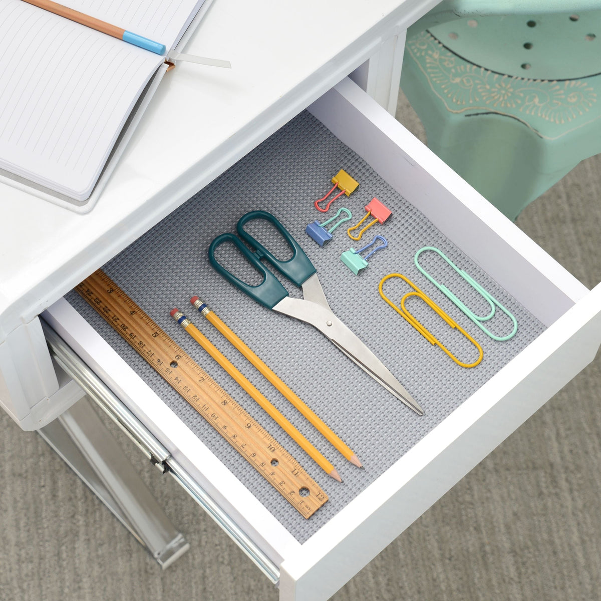 Con-Tact Grip Excel Non-Adhesive Cushioned Shelf/Drawer Liner, Grey, 12-in x 10-ft