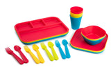 Plastic Kids Tableware Set, BPA Free, 24-pc, Assorted Colours