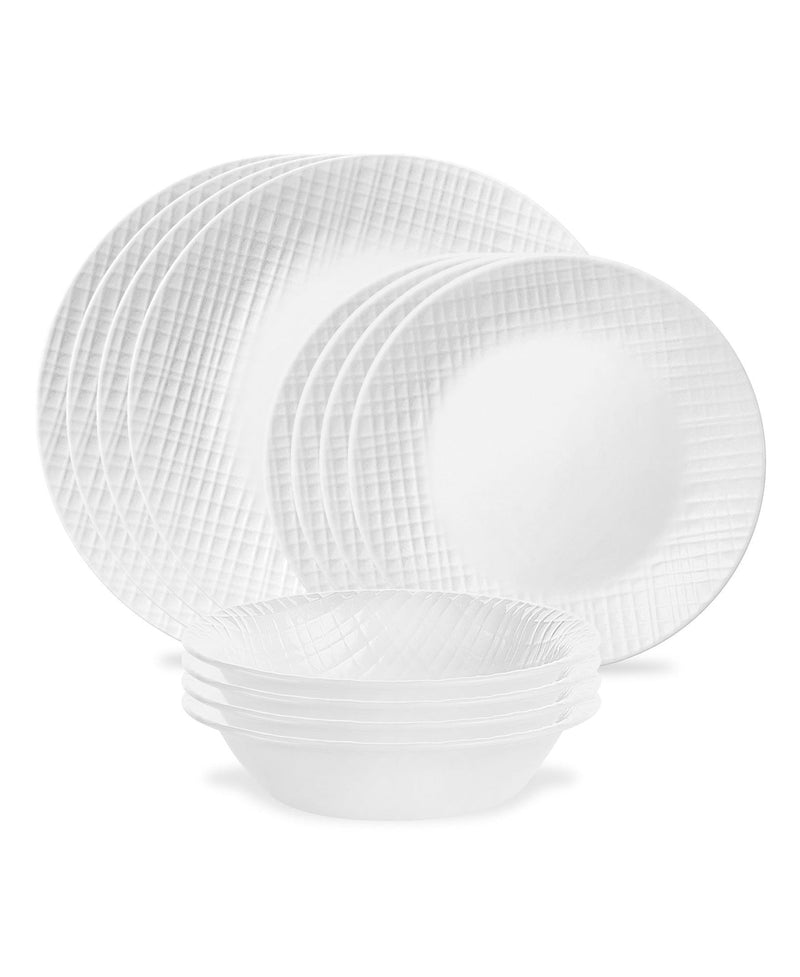 Linen Weave Dinnerware Set, Serves 4, 12-pc, White X3535