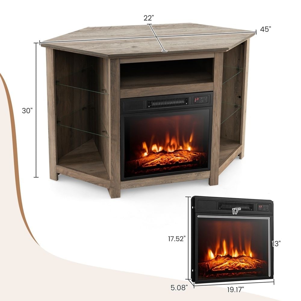 Fireplace TV Stand with Led Lights and 18"