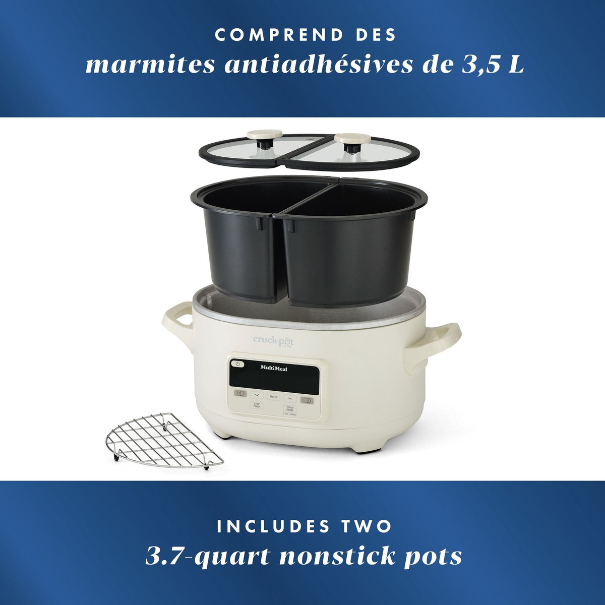 Crockpot Ceramic-Coated Multi-Meal Slow Cooker, 3.7-qt