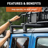 18122 Quick-Release Roof Rack Crossbars, Black Steel, Select Wrangler JK