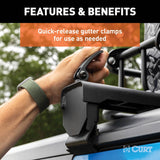 18122 Quick-Release Roof Rack Crossbars, Black Steel, Select Wrangler JK