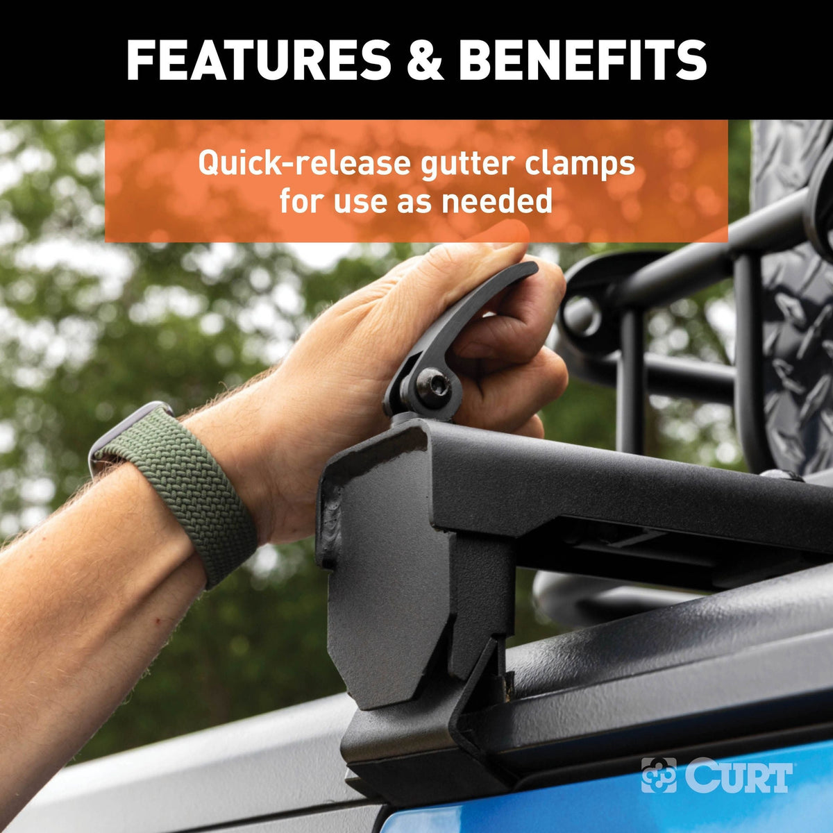 18122 Quick-Release Roof Rack Crossbars, Black Steel, Select Wrangler JK