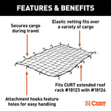 18219 Elastic Cargo Net with Hooks for Extended Roof Basket, 64 x 36-in