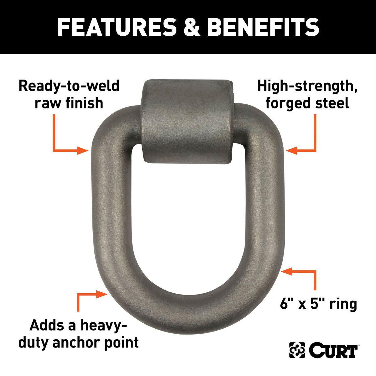 83780 3 x 4-in Weld-On Tie-Down D-Ring (15,587 lbs, Raw Steel)