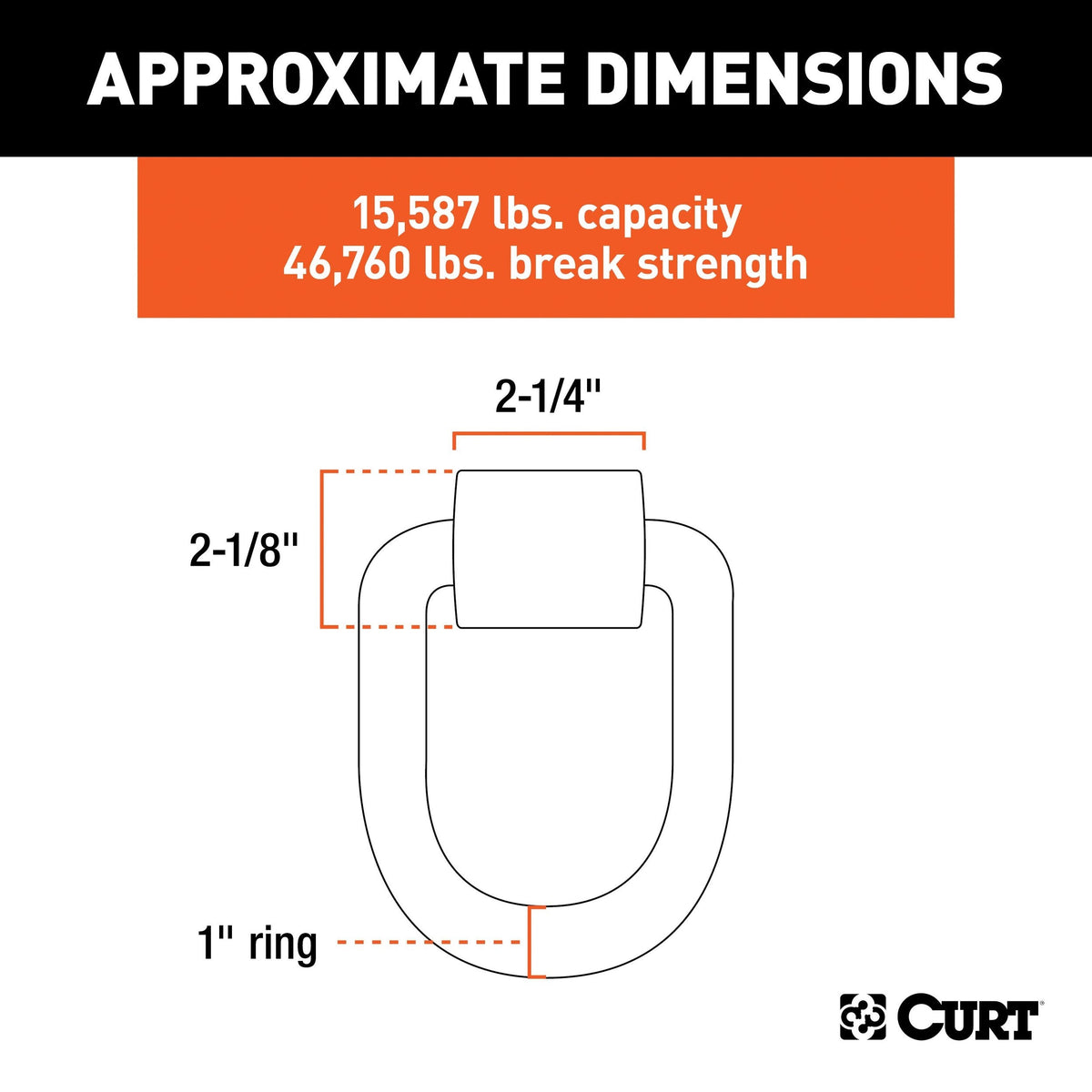83780 3 x 4-in Weld-On Tie-Down D-Ring (15,587 lbs, Raw Steel)