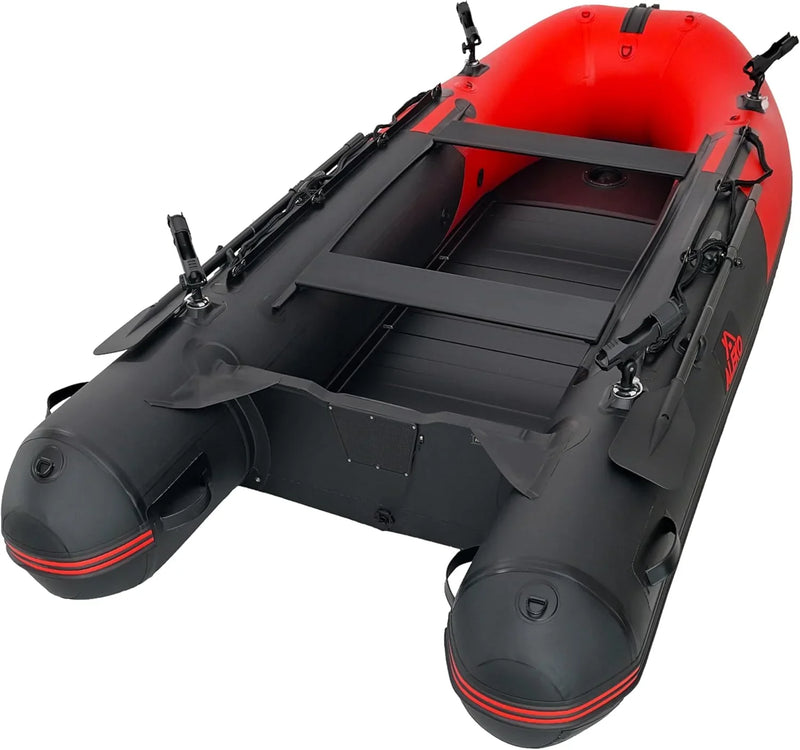 Inflatable Boat | Yacht Dinghy Tender Raft | Multi Person Fishing Boat | Aluminum Floor Oars | Fishing Rod Holders | Heavy-Duty PVC | 2024 Model | L7300