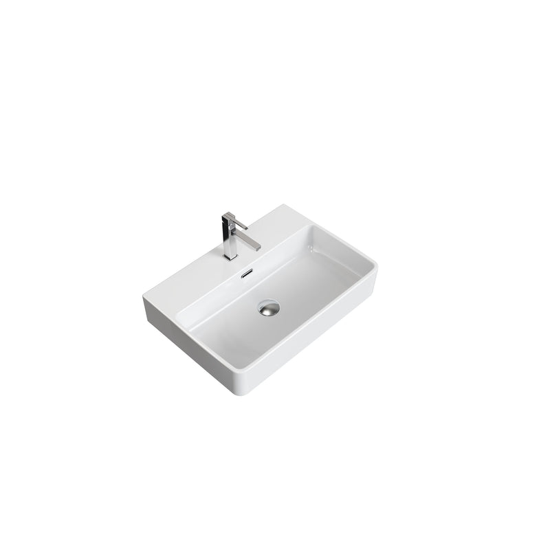 Scratch-Resistant Rectangle Vessel Sink, White, 23.6-in x 16.5-in N2988