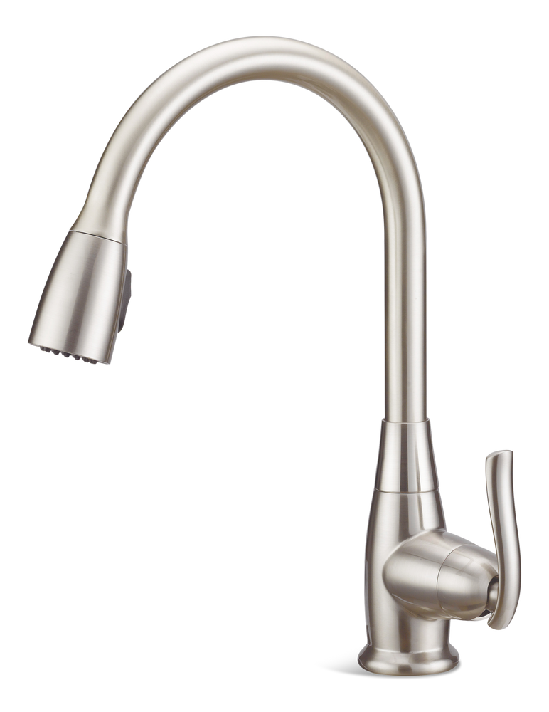 Terrazo Single Handle Pull Down Kitchen Faucet, Stainless Steel